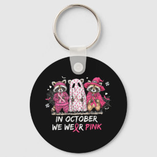Porte-clés En Octobre Nous Portons Pink Raccoon Cancer du Sei