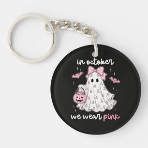 Porte-clés en Octobre Nous Portons Rose Fantôme Halloween