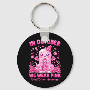 Porte-clés En Octobre Portez en Rose Sorcière Fantôme Cancer