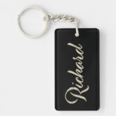 Porte-clés en or blanc Richard pendentif (Devant)
