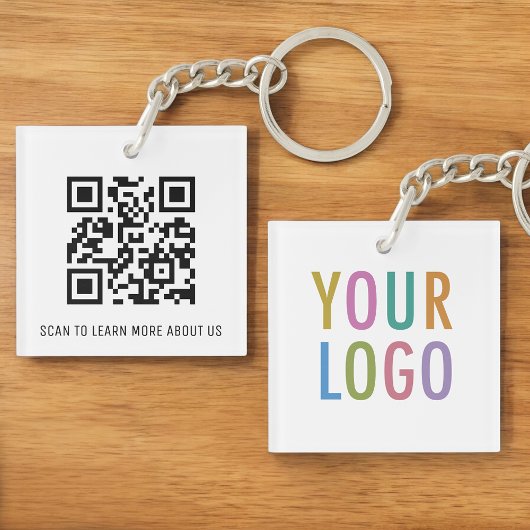 Porte-clés en QR Code en acrylique carré avec logo