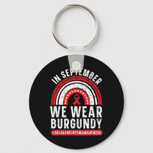 Porte-clés En Septembre Nous Portons Burgundy Cerveau Aneurys