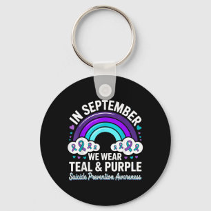 Porte-clés En Septembre Porter un Ruban Violet Sarcelle Suici