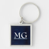 Porte-clés en simili cuir marine Monogramme (Devant)