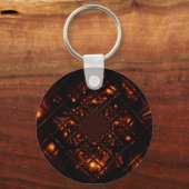Porte-clés en verre fractale de feu abstrait (Recto)