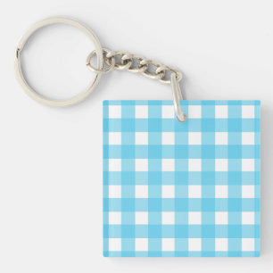 Porte-clés En vichy bleu cérusé clair