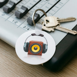 Porte-clés Enceinte en bois moderne avec musique casque