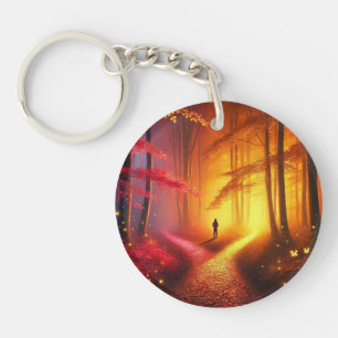 Porte-clés Enchanted Crossroads - Vibrant Autumn Forest Art P