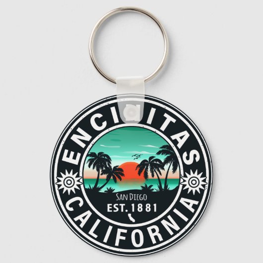 Porte-clés Encinitas California Retro Sunset Souvenirs 80s (Recto)