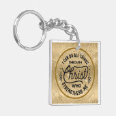 Porte-clés Encouragez le Verset biblique avec l'Elégant Or br (Devant gauche)