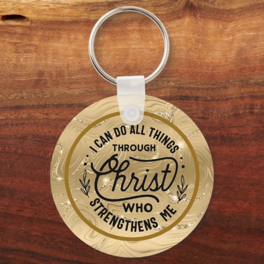 Porte-clés Encouragez le Verset biblique avec l'Elégant Or br (Recto)