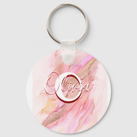 Porte-clés Encre D'Alcool Fluide Rose Doux (Recto)