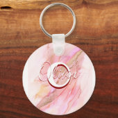Porte-clés Encre D'Alcool Fluide Rose Doux (Recto)
