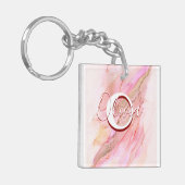 Porte-clés Encre D'Alcool Fluide Rose Doux (Devant gauche)