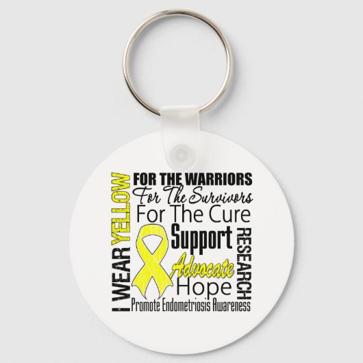 Porte-clés Endometriose Je Porte Un Tribute De Ruban Jaune (Recto)