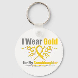 Porte-clés ENFANCE CANCER Gold Tribal Ribbon Grandgirl