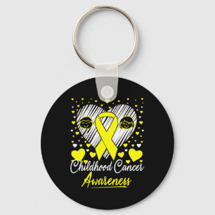 Porte-clés Enfance Cancer Sensibilisation Parents Coeur ruban