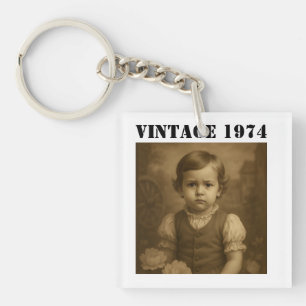 Porte-clés Enfance personnalisée Photo & Année Vintage Person