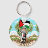 Porte-clés Enfant avec le drapeau de Keffiyeh Palestine (Recto)