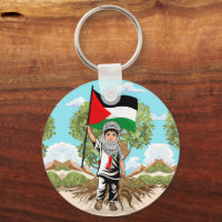 Enfant avec le drapeau de Keffiyeh Palestine