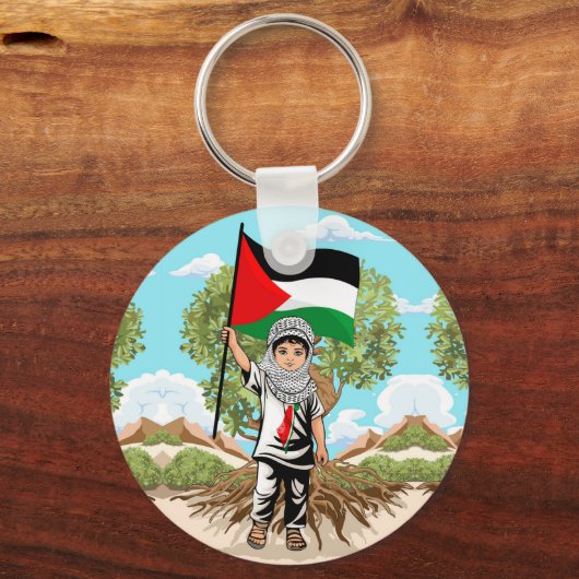 Porte-clés Enfant avec le drapeau de Keffiyeh Palestine (Recto)