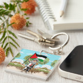 Porte-clés Enfant avec le drapeau de Keffiyeh Palestine (Devant Droit)