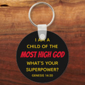 Porte-clés ENFANT chrétien DU PLUS HAUT DIEU Superpuissance (Recto)