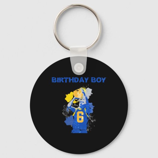 Porte-clés Enfant De 6 Ans Garçon Bleu Et Jaune Basketbal (Recto)