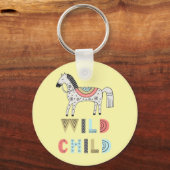 Porte-clés Enfant sauvage Cheval Scandinave Pastel Jaune (Recto)