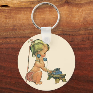 Porte-clés Enfant Vintage Mignonne Fille Blonde Parlant sur u