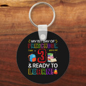 Porte-clés Enfants 1er Jour de maternelle J'ai 3 ans et lis (Verso)