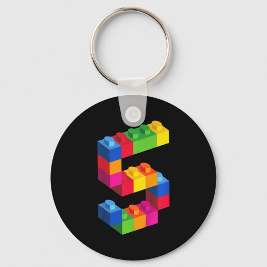 Porte-clés Enfants 5 ans Bâtiments Blocs Anniversaire Briques (Recto)