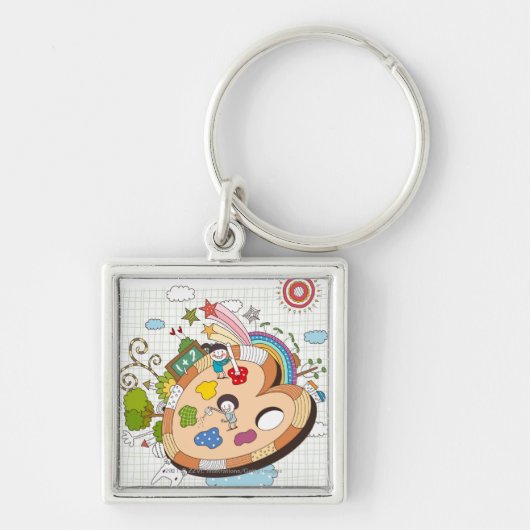 Porte-clés Enfants avec des pinceaux (Devant)