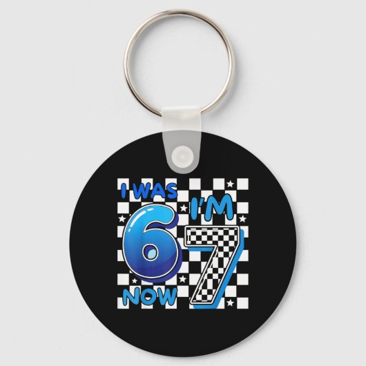 Porte-clés Enfants Bleu à Carreaux J'avais 6 ans Maintenant J (Recto)
