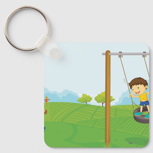 Porte-clés Enfants Dans Le Parc (Recto)