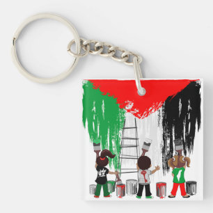 Porte-clés Enfants de Gaza peignant le drapeau de la Palestin