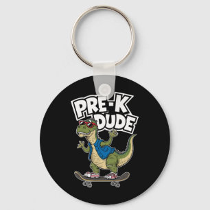 Porte-clés Enfants de maternelle en skateboard avec dinosaure