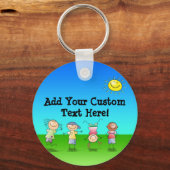 Porte-clés Enfants jouant à l'extérieur pendant une journée e (Verso)