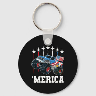 Porte-clés Enfants Monster Truck Drapeau Usa Patriotique Tout