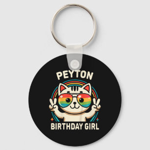 Porte-clés Enfants Nom Peyton Anniversaire Fille Chat