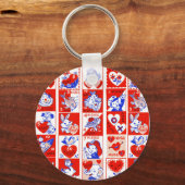 Porte-clés Enfants Valentine Salutation Hugs Baisers Rouge Bl (Recto)