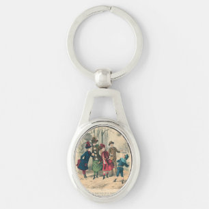 Porte-clés Enfants victoriens antiques jouant au ballon Hiver