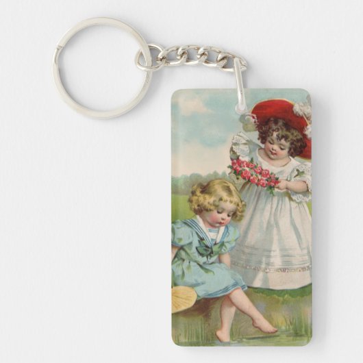 Porte-clés Enfants victoriens Été vintage Filles Jardin (Devant)