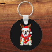 Porte-clés English Bulldog Dog Tree Christmas Lights Xmas Paj (Recto)