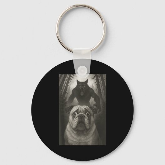 Porte-clés English Bulldog Selfie With Werewolf Funny  (Recto)