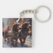 Porte-clés English Cocker Spaniel Saison de Noël festive (Dos)