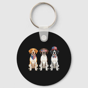 Porte-clés English Pointer 4 juillet Drapeau américain Chien