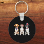 Porte-clés English Pointer 4 juillet Drapeau américain Chien (Recto)