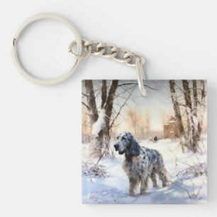 Porte-clés English Setter Qu'il neige Noël