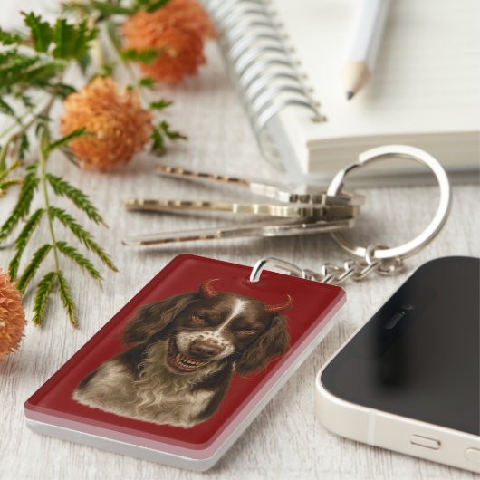 Porte-clés English Springer Spaniel Angel / Devil keychain (Devant droit)